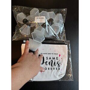 Set of 12 Wedding Ring Shot Glasses + Bride Cosmetic Bag |A Shot Before the Knot